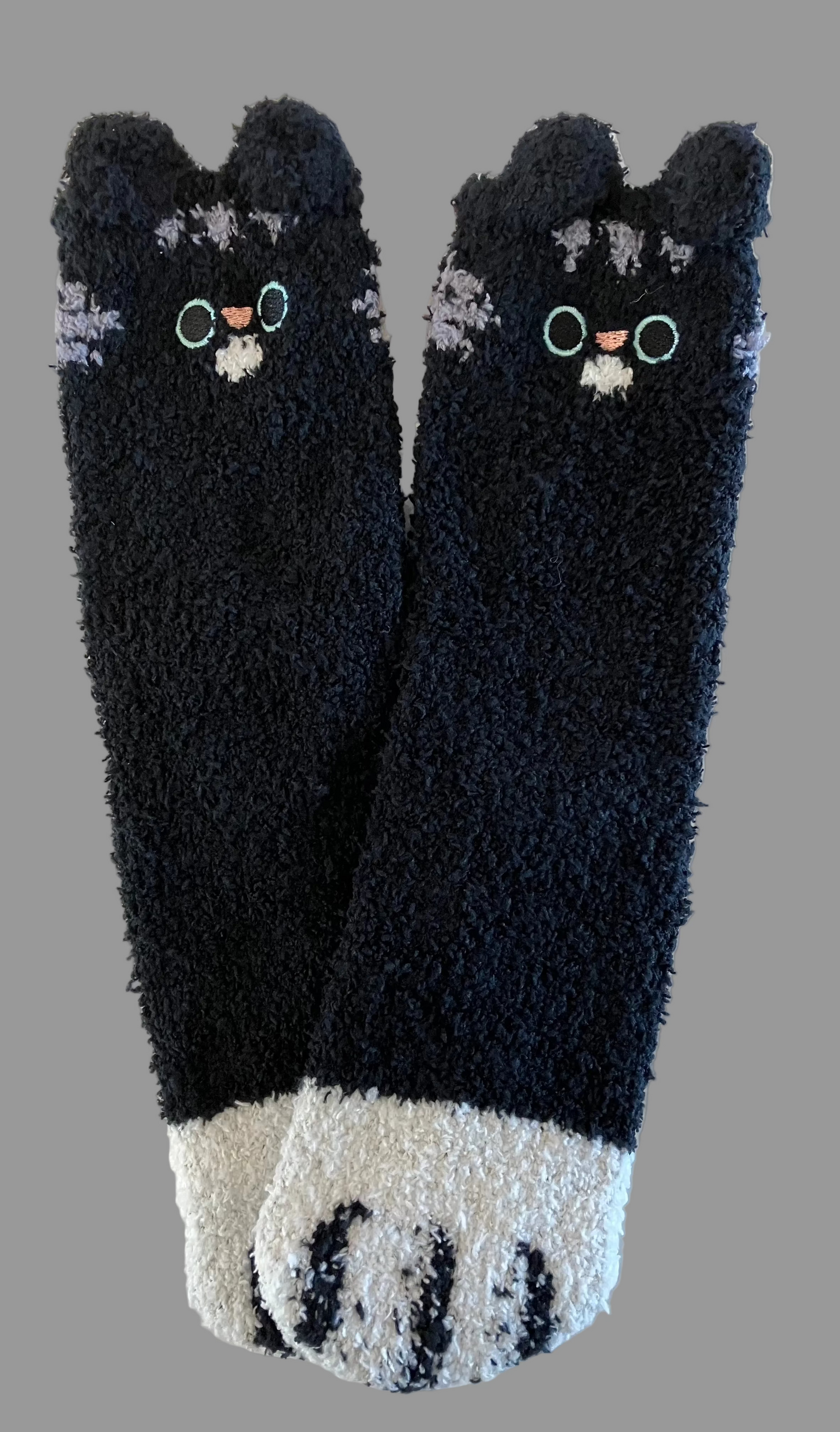 Universal Fuzzy Black Cat Paw Crew Socks