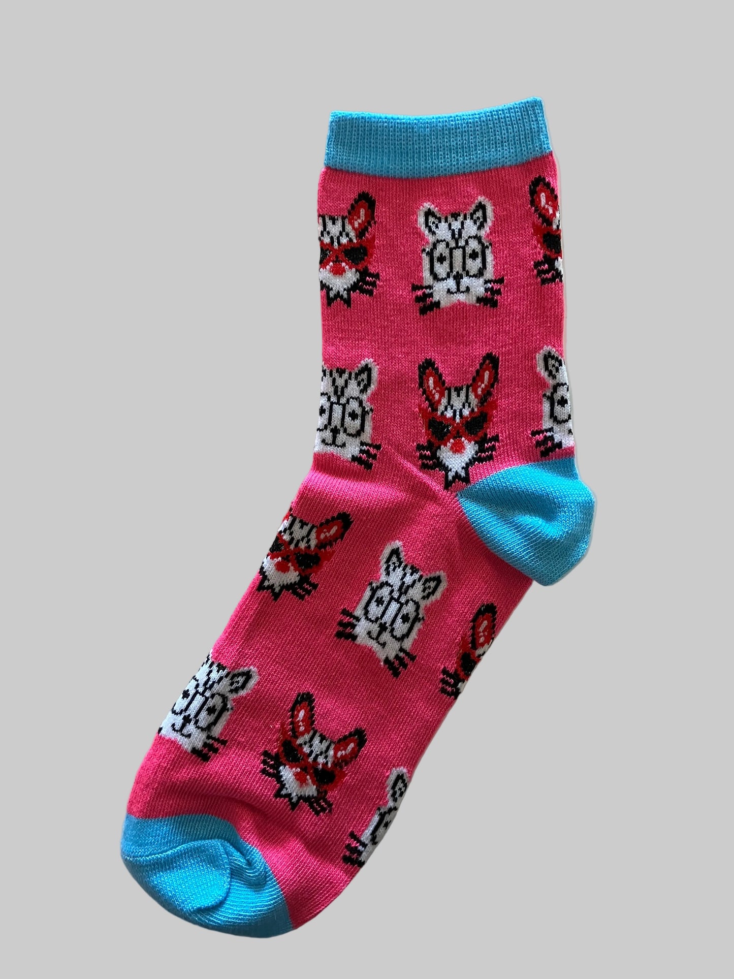 Women's Crew Socks Pink with Cats