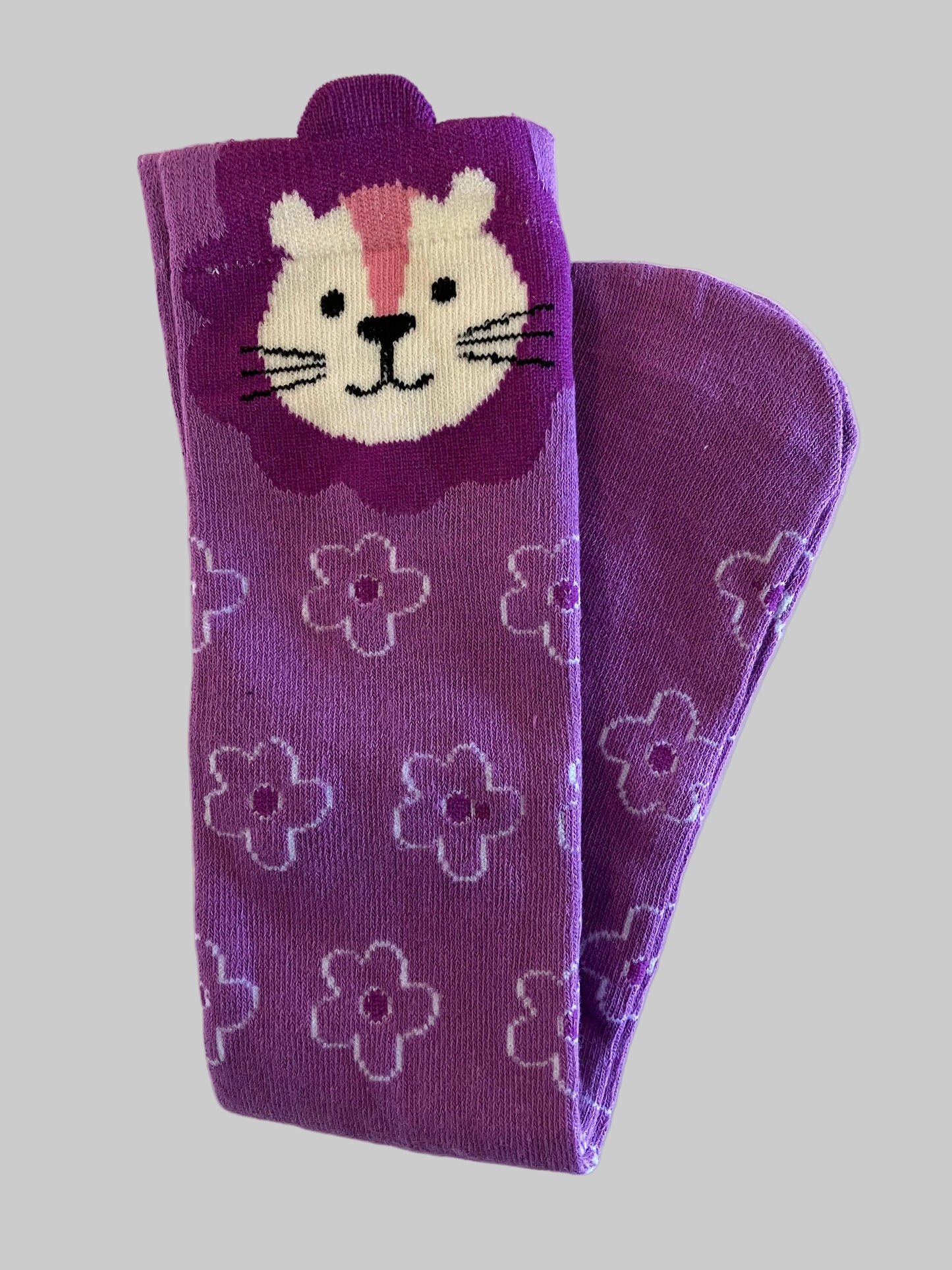Girl's Knee High Purple Lion Sock