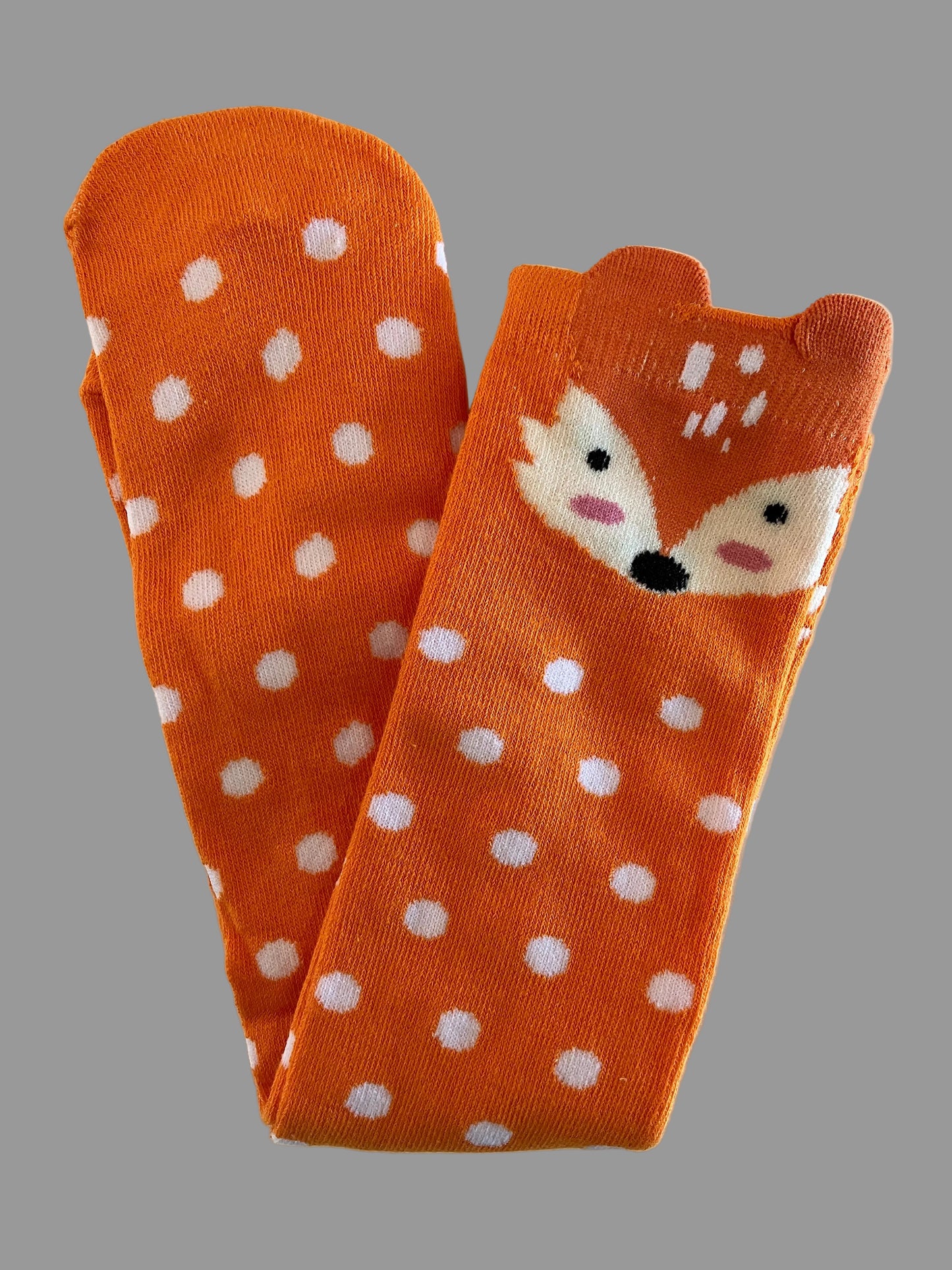 Girl's Knee High Orange Fox Sock