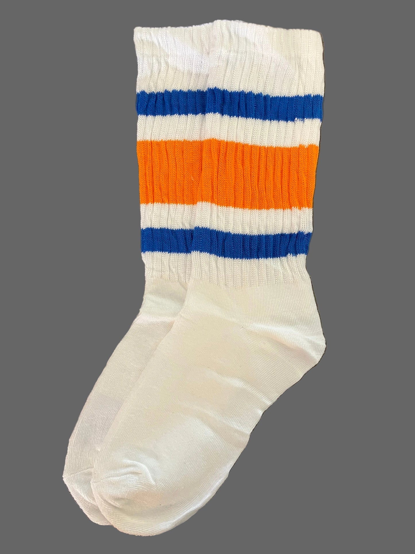 Unisex Retro Orange & Blue Striped Crew Sock
