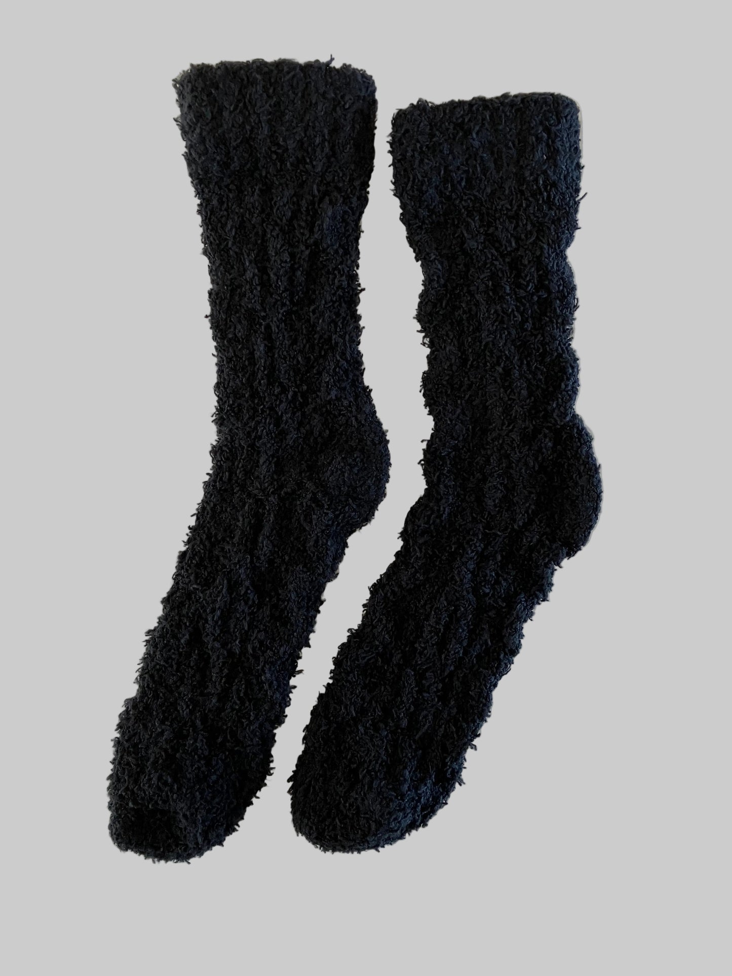Unisex Black Soft Fleece Mid-Calf Lounge Sock