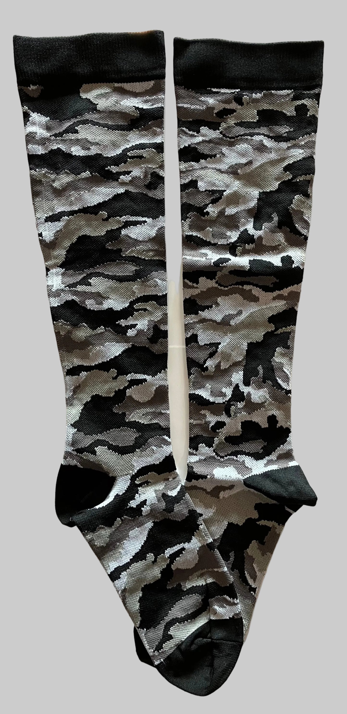 Compression Nylon Socks Black/Gray/Green Camo - S/M (Calf 9"-15")