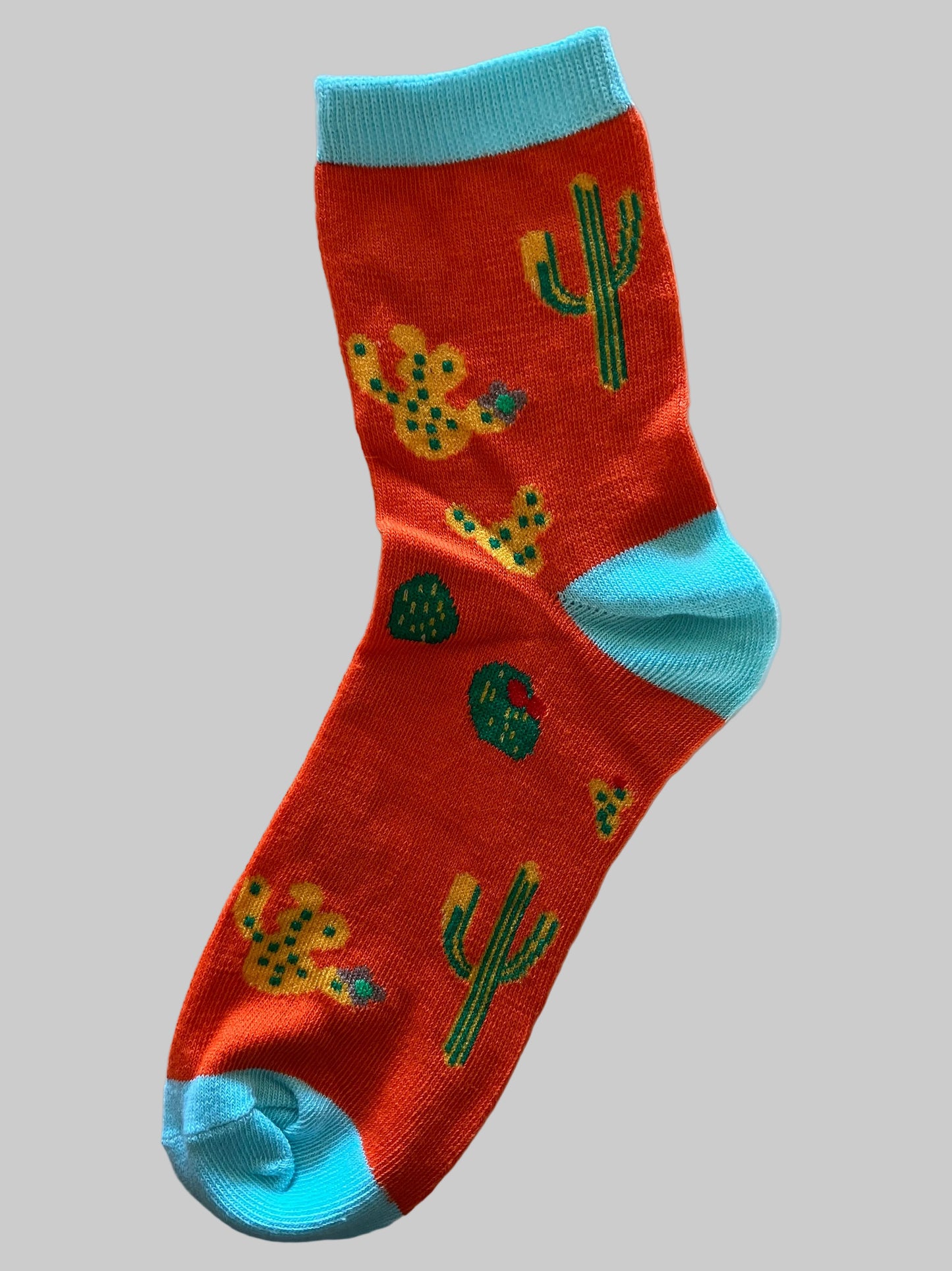 Women's Crew Socks Orange Desert Cactus