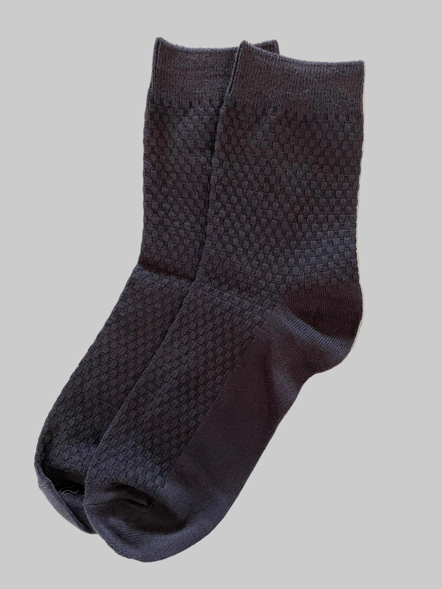 Men's Mid-Calf Crew Socks – Bamboo/Cotton Blend Waffle Knit | Dark Gray