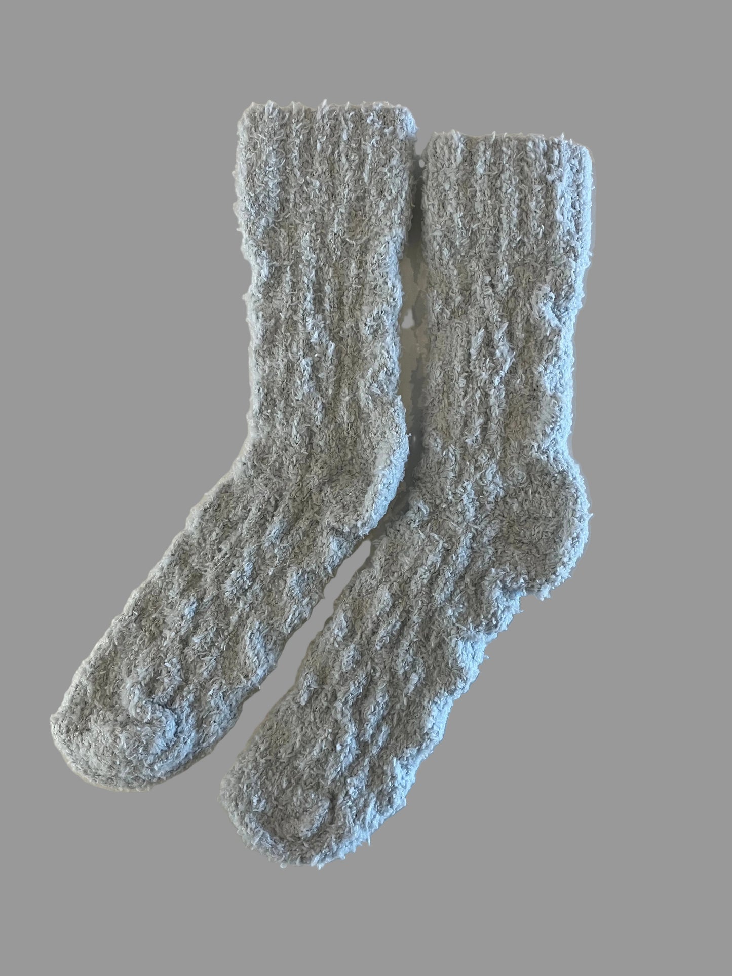 Unisex Light Gray Fleece Mid-Calf Lounge Sock
