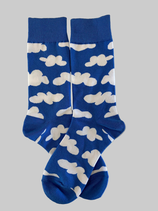 Unisex Sky Blue Cotton Crew Sock