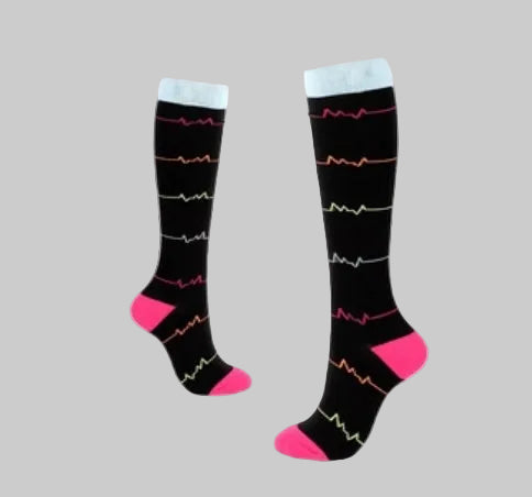 Compression Socks Nylon Blue Heartbeat
