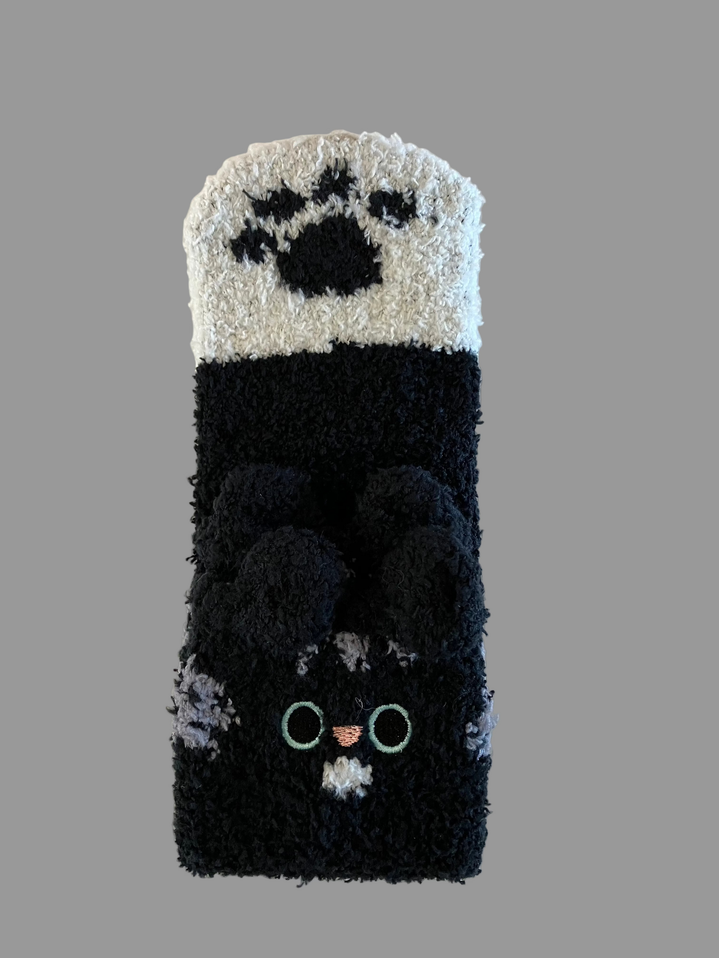 Universal Fuzzy Black Cat Paw Crew Socks