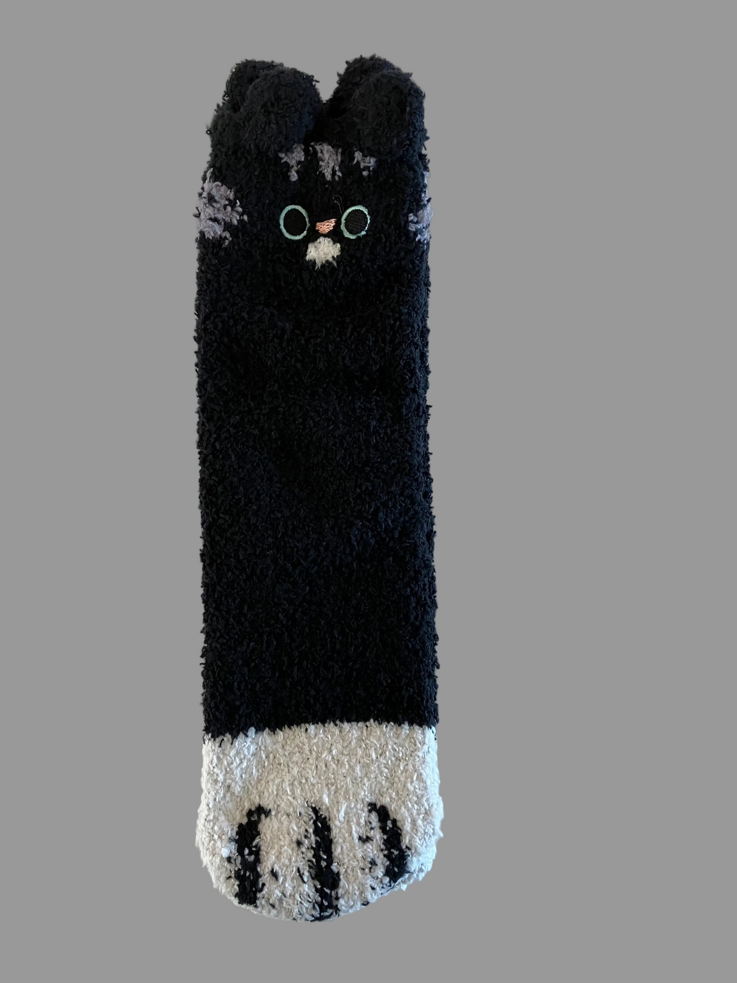 Universal Fuzzy Black Cat Paw Crew Socks