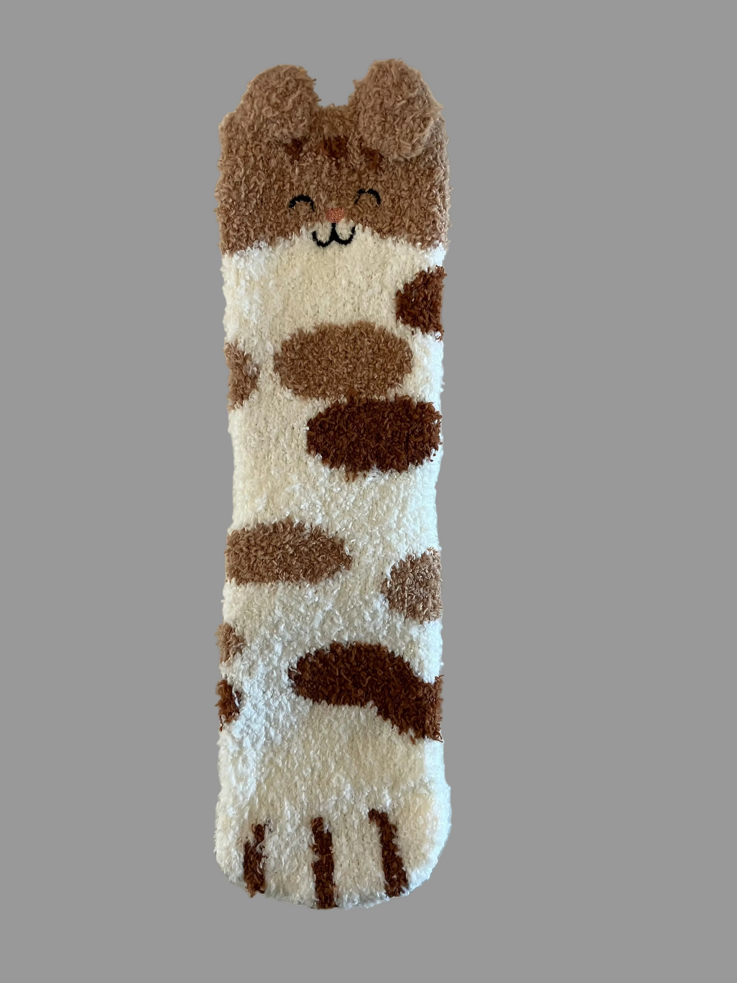 Universal Fuzzy Brown Cat Paw Crew Socks