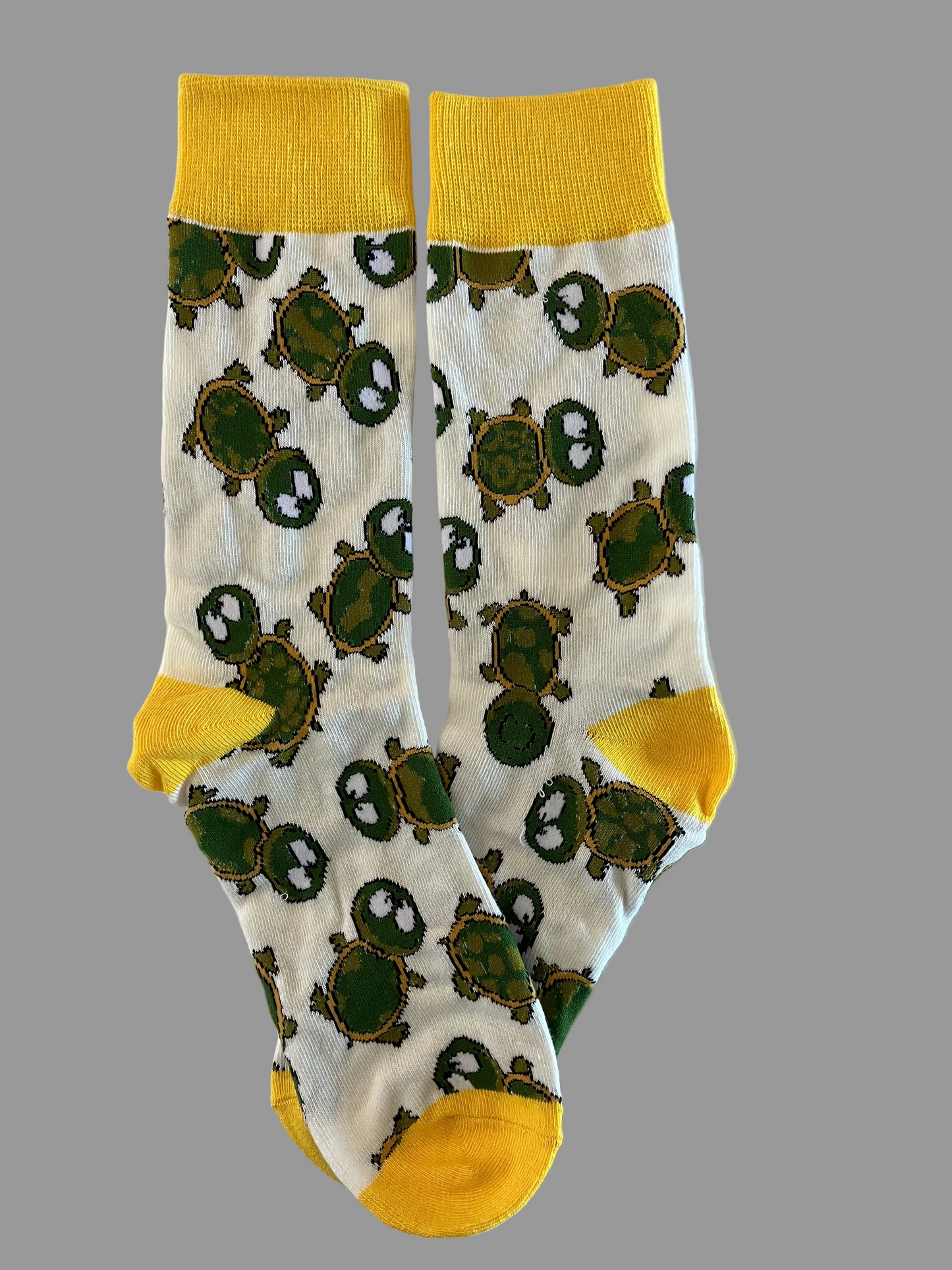 Unisex White Green Turtle Crew Socks