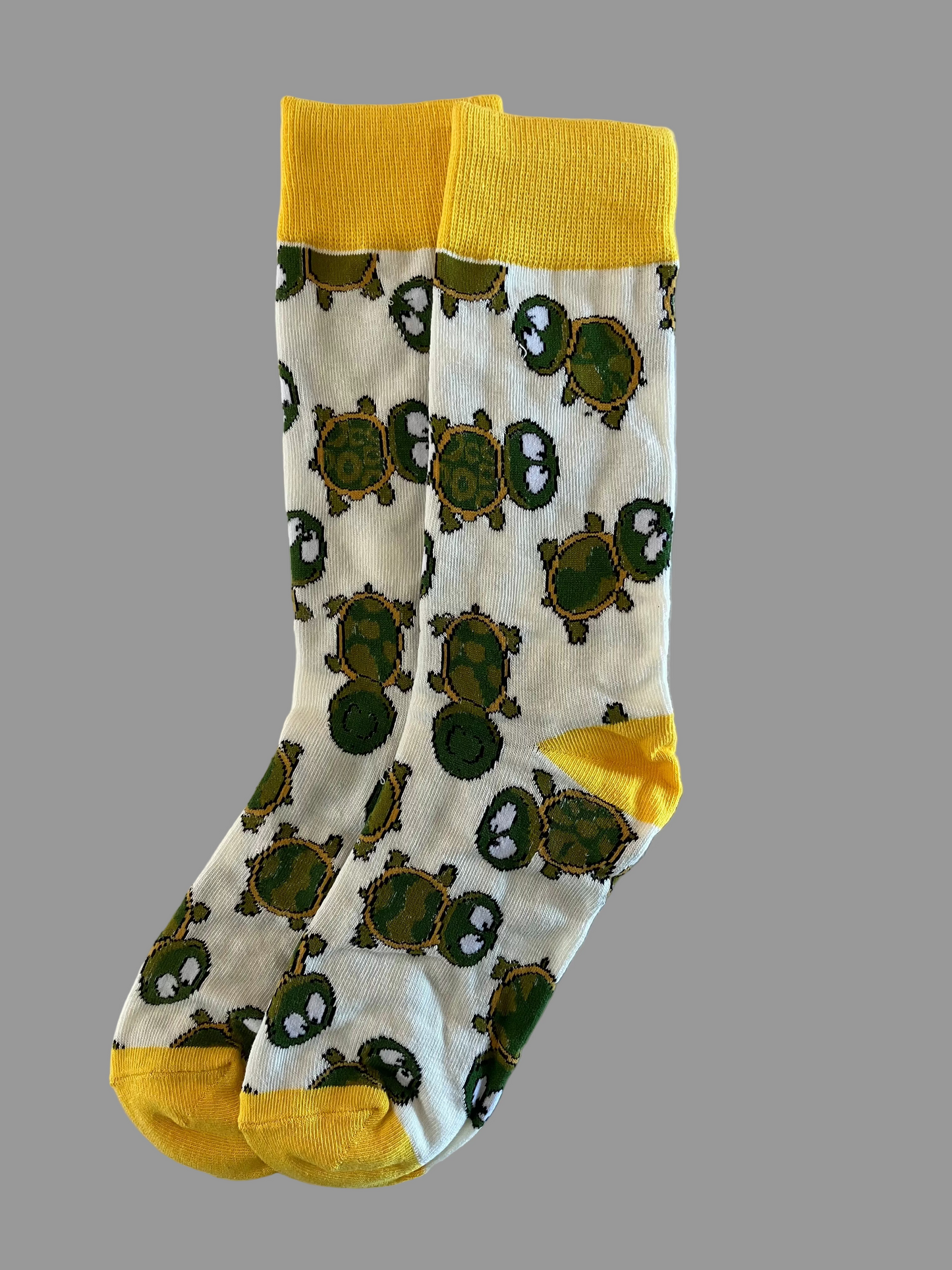 Unisex White Green Turtle Crew Socks