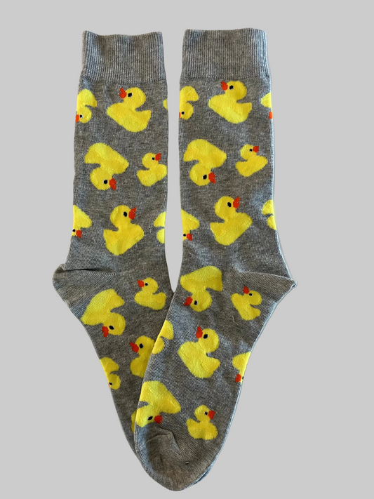Unisex Gray Yellow Ducky Crew Socks