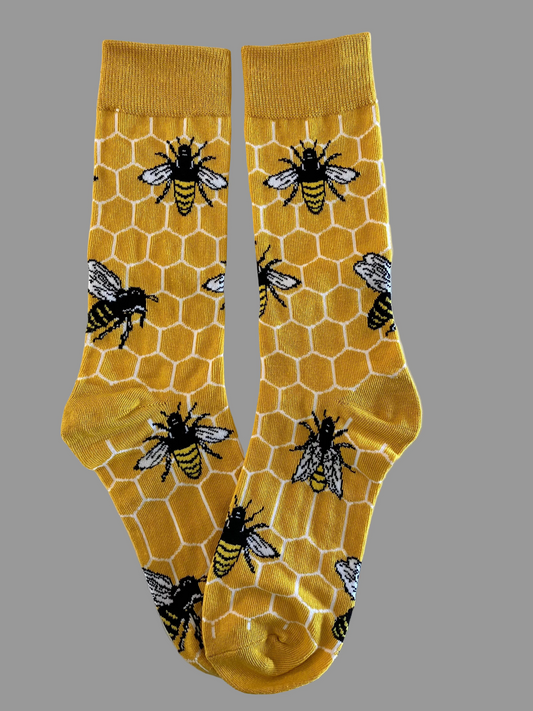 Unisex Honeycomb & Bee Crew Socks