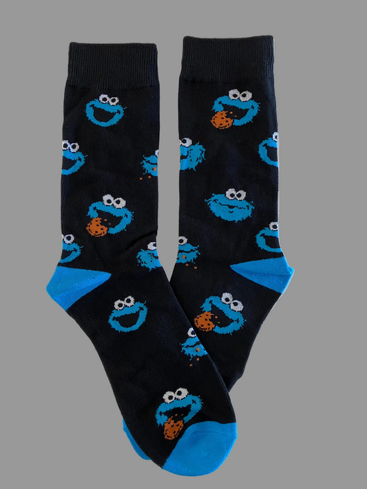 Unisex Black Cookie Monster Crew Socks