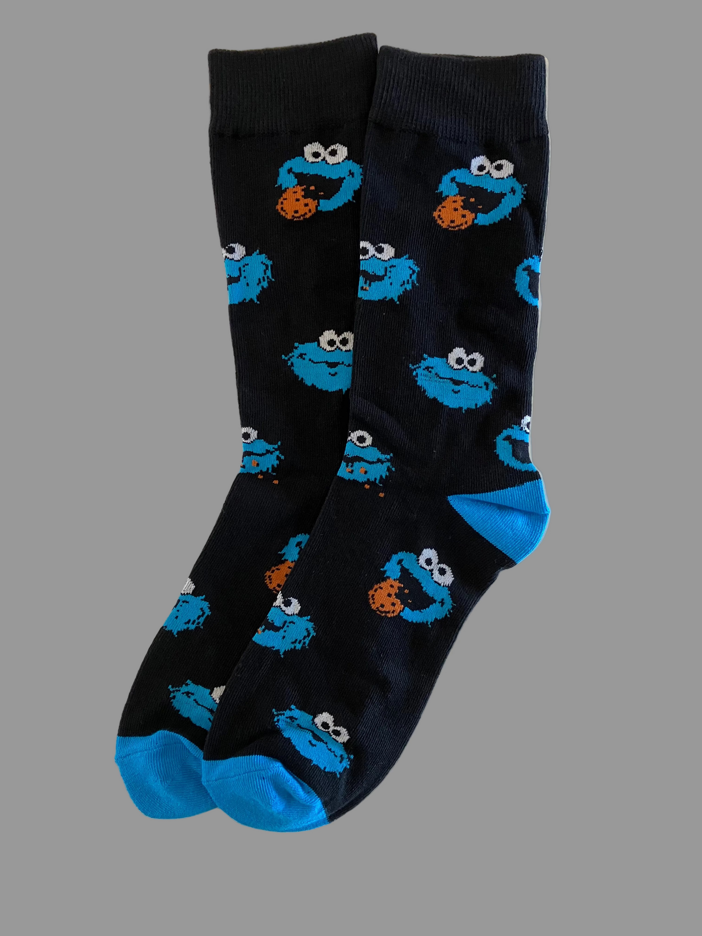 Unisex Black Cookie Monster Crew Socks