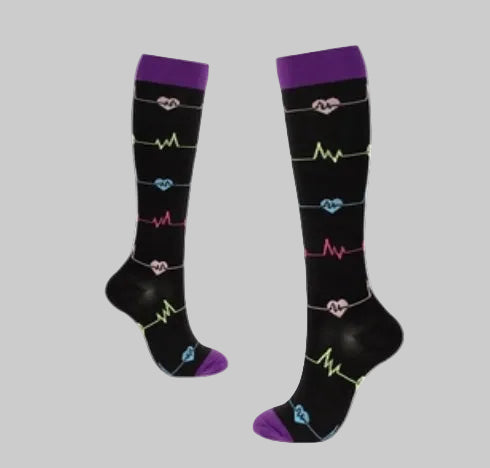 Compression Socks Nylon Purple Heartbeat