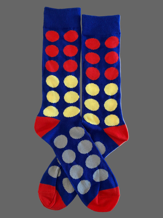 Casual Men's Blue with Colorful Polka Dots Crew Sock