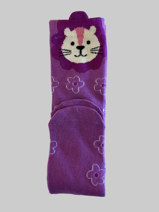 Girl's Knee High Purple Lion Sock