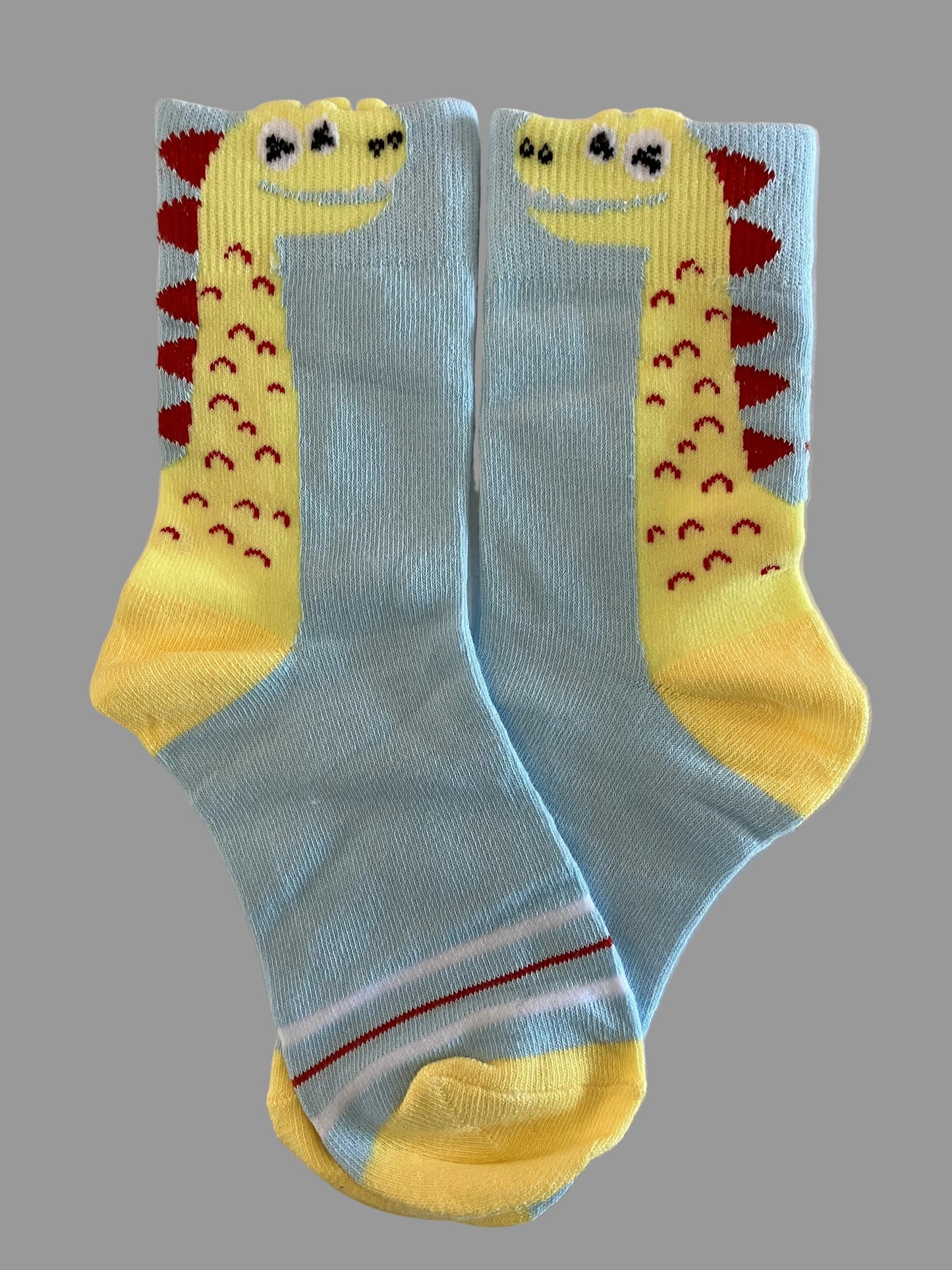Kids' Blue with Yellow Dinosaur Crew Sock