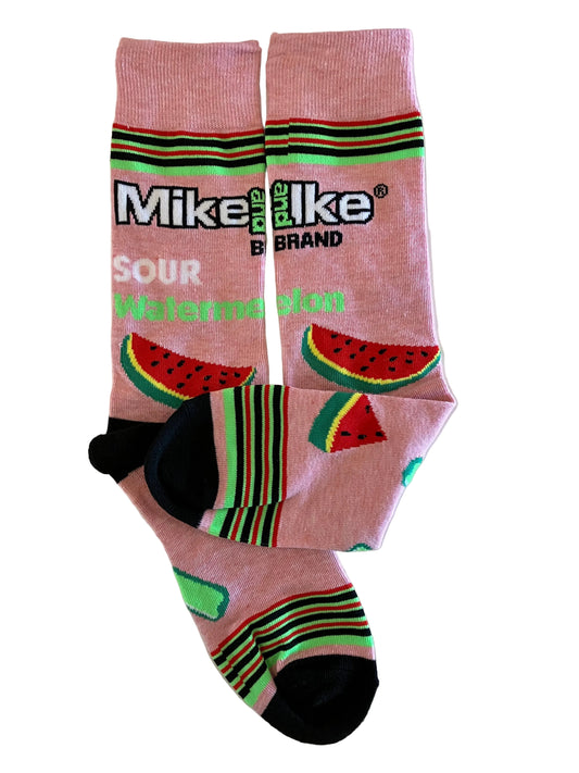 Mike and Ike Sour Watermelon Crew Sock