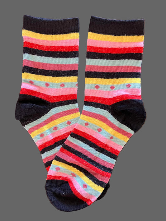 Kids Multi-Color Striped Cotton Crew Sock