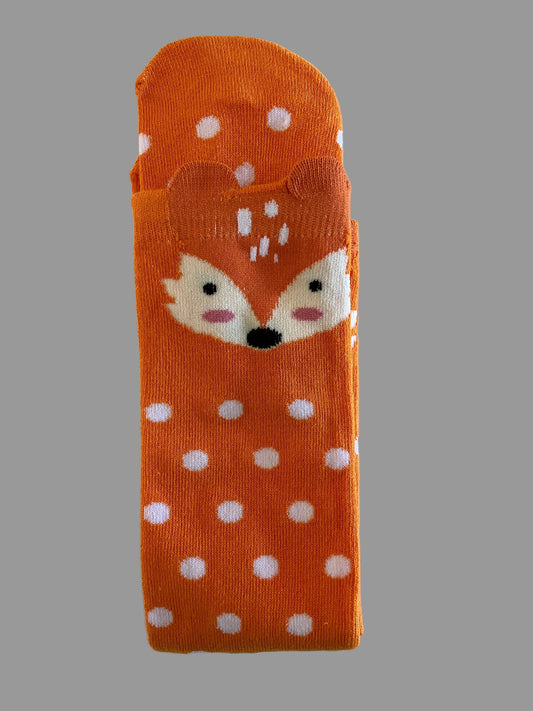 Girl's Knee High Orange Fox Sock