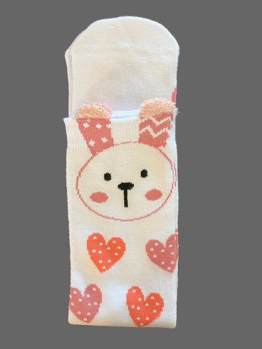 Girl's Knee High Bunny/Hearts Sock
