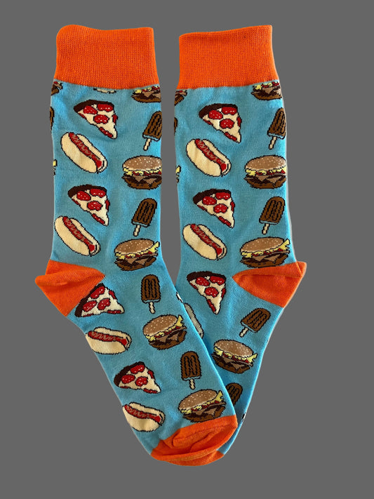 Unisex Hamburgers, Pizza, Hot Dogs & Ice Cream Crew Sock