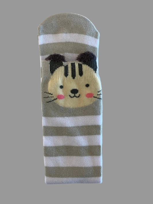 Girl's Knee High Striped Cat Sock