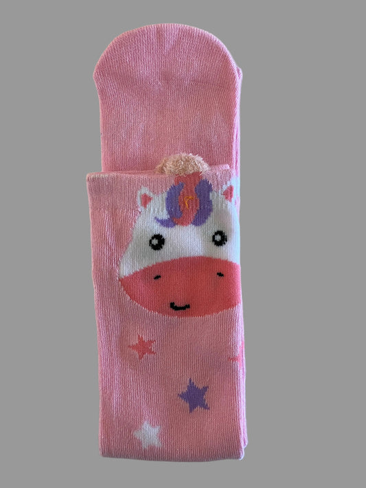 Girl's Knee High Pink Unicorn Sock