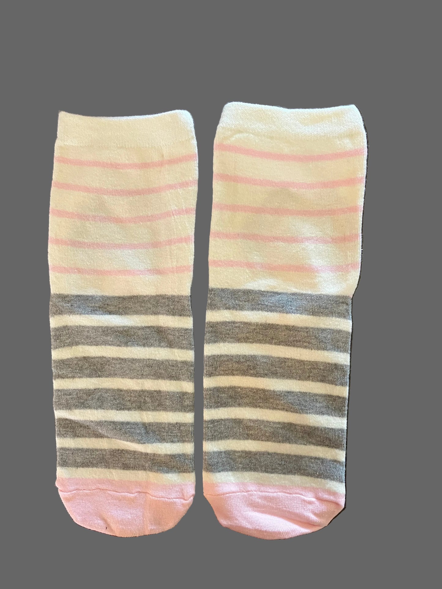 Women's & Kids' White, Pink & Gray Peek-a-Boo Puppy Crew Sock
