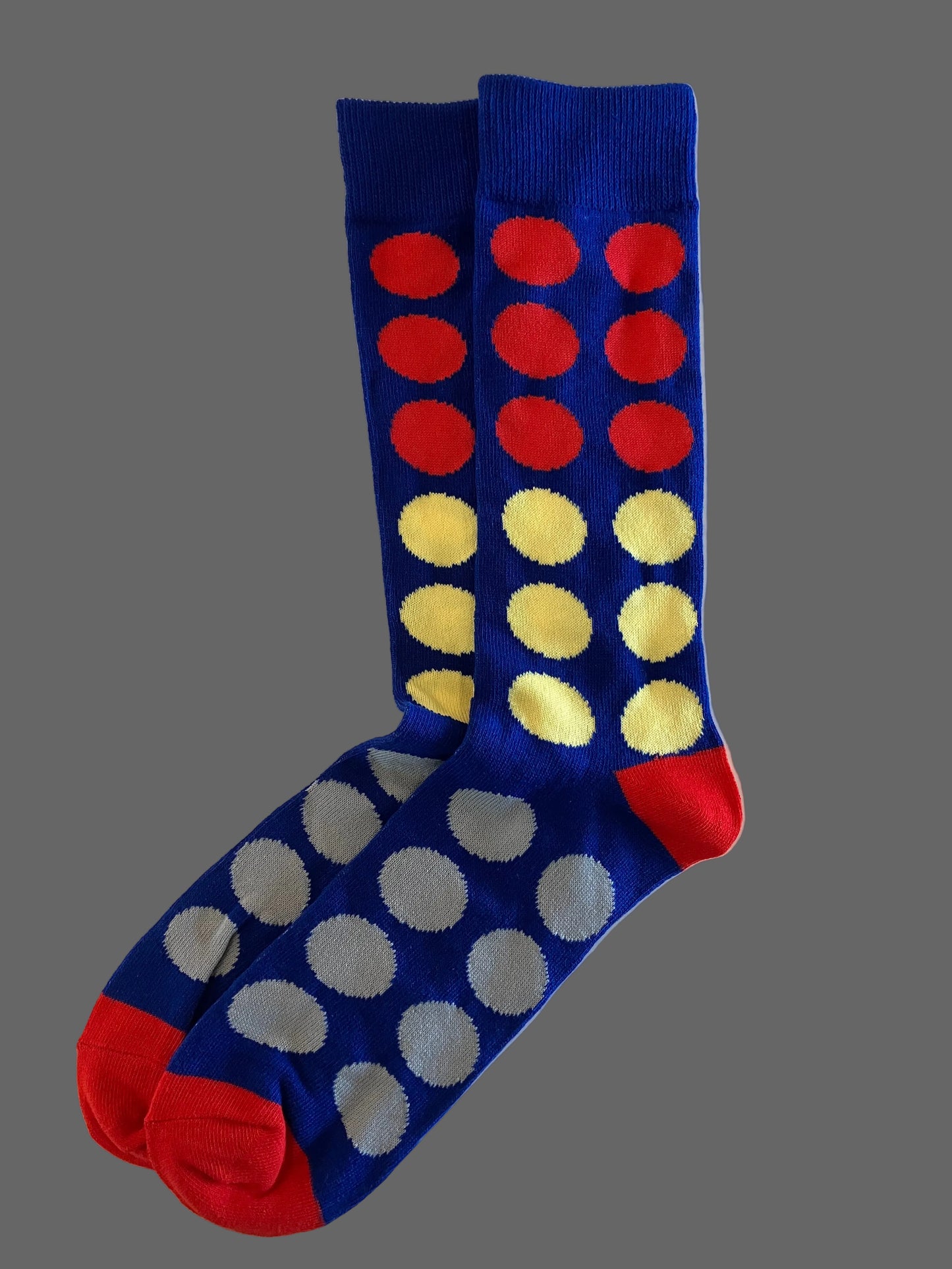 Casual Men's Blue with Colorful Polka Dots Crew Sock