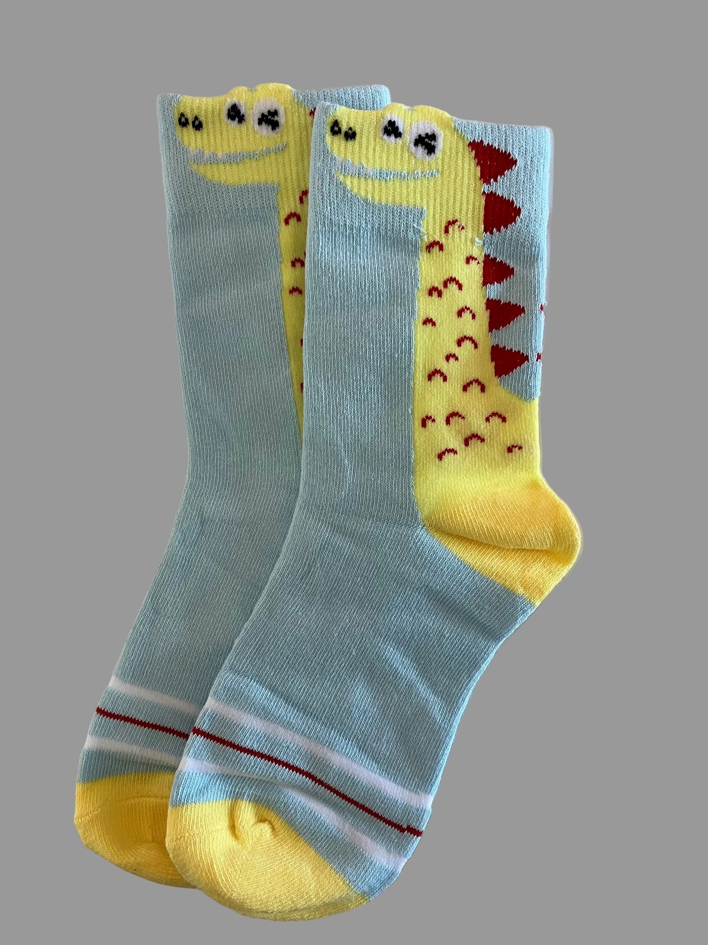 Kids' Blue with Yellow Dinosaur Crew Sock