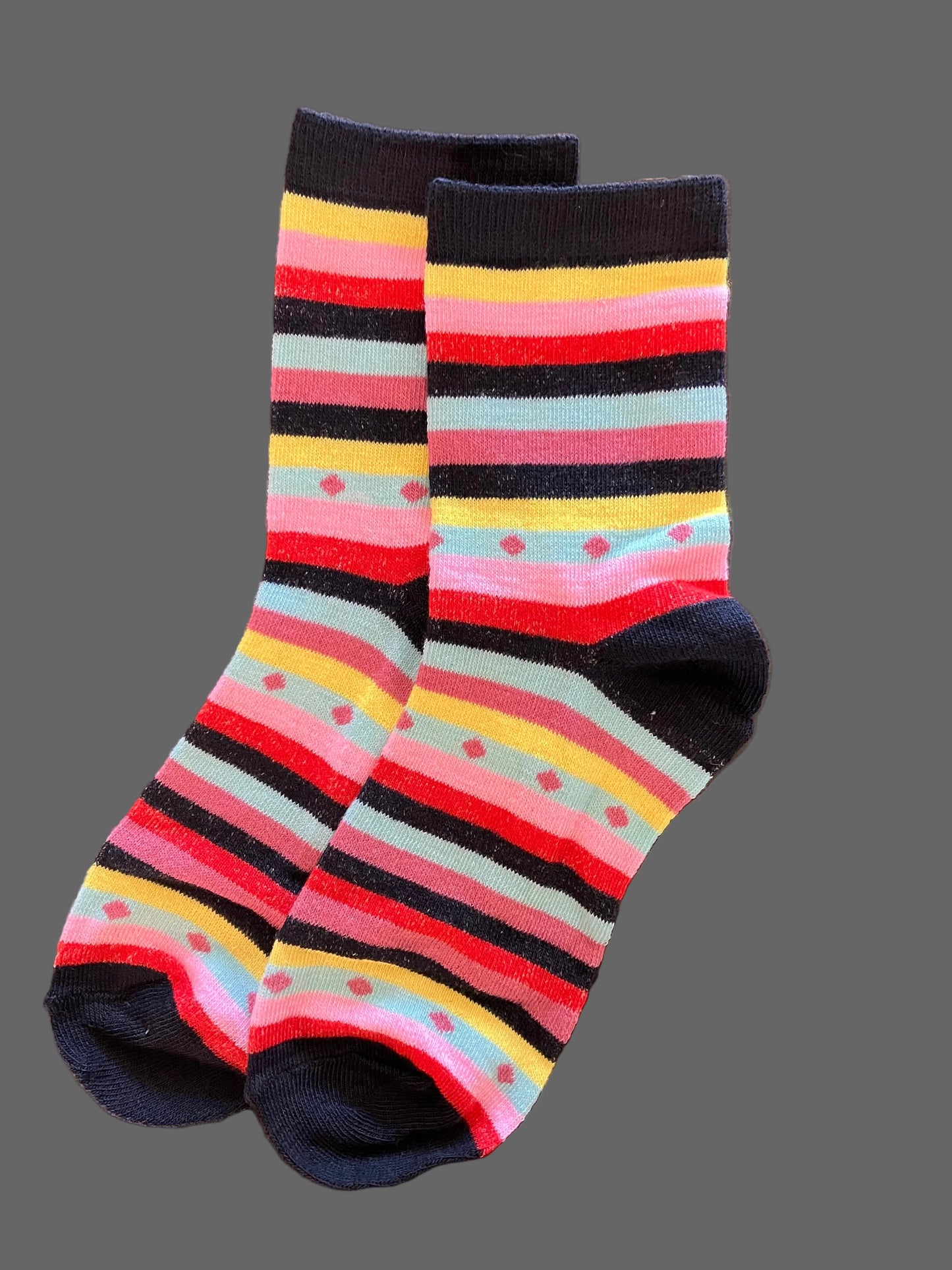 Kids Multi-Color Striped Cotton Crew Sock