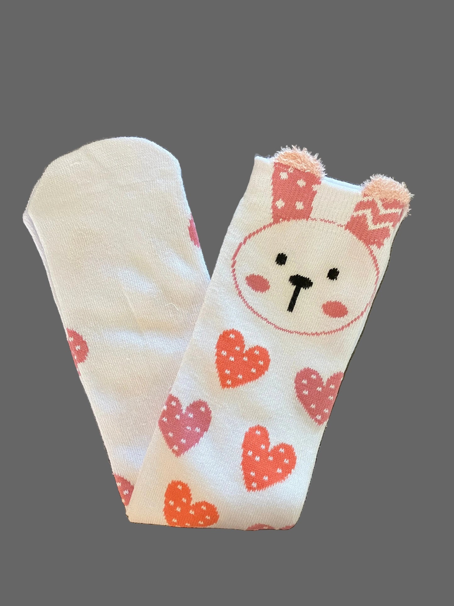 Girl's Knee High Bunny/Hearts Sock