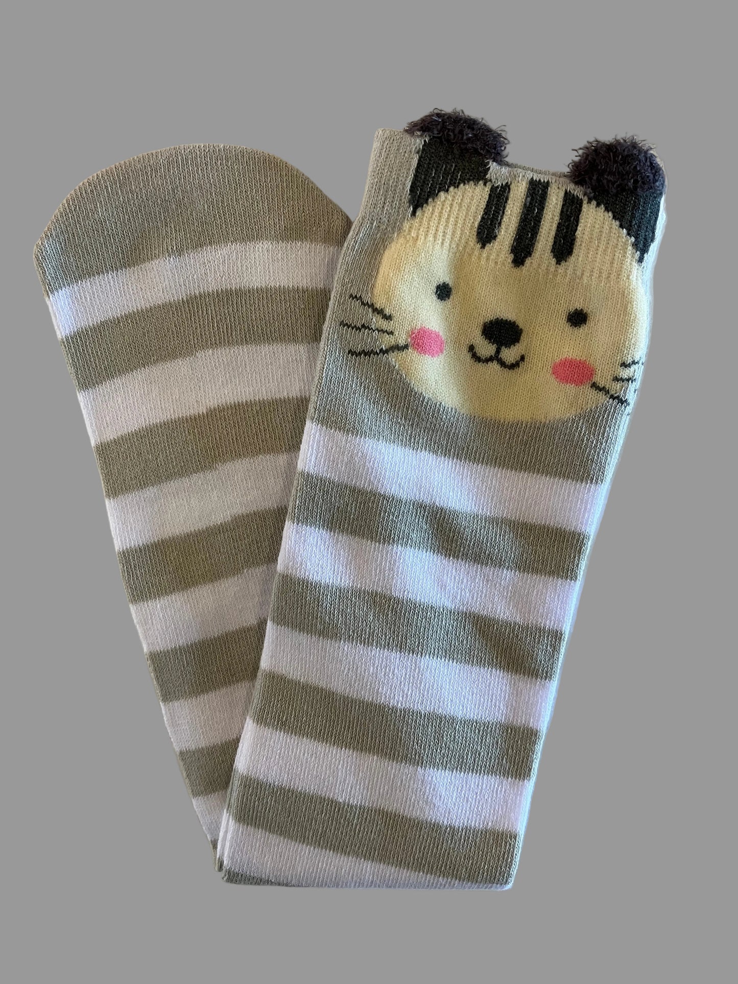 Girl's Knee High Striped Cat Sock