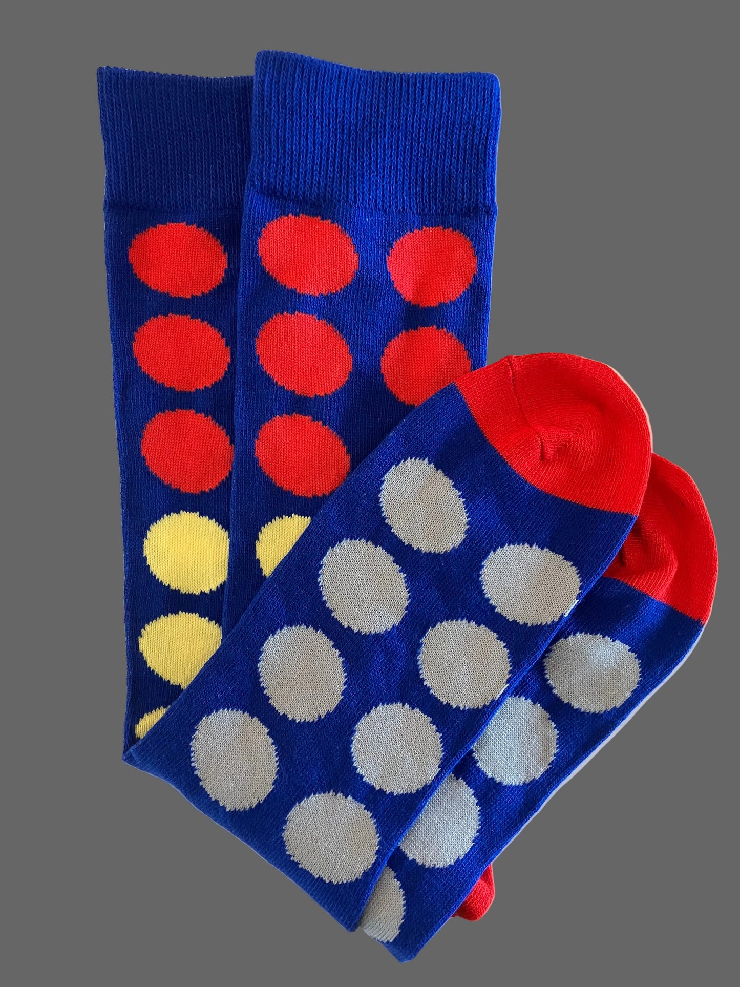 Casual Men's Blue with Colorful Polka Dots Crew Sock