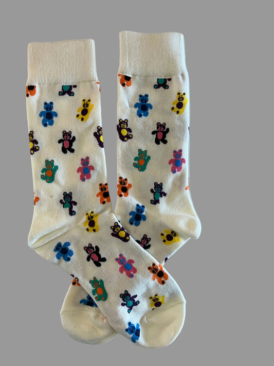 Unisex Multi-Colored Teddy Bear Crew Socks