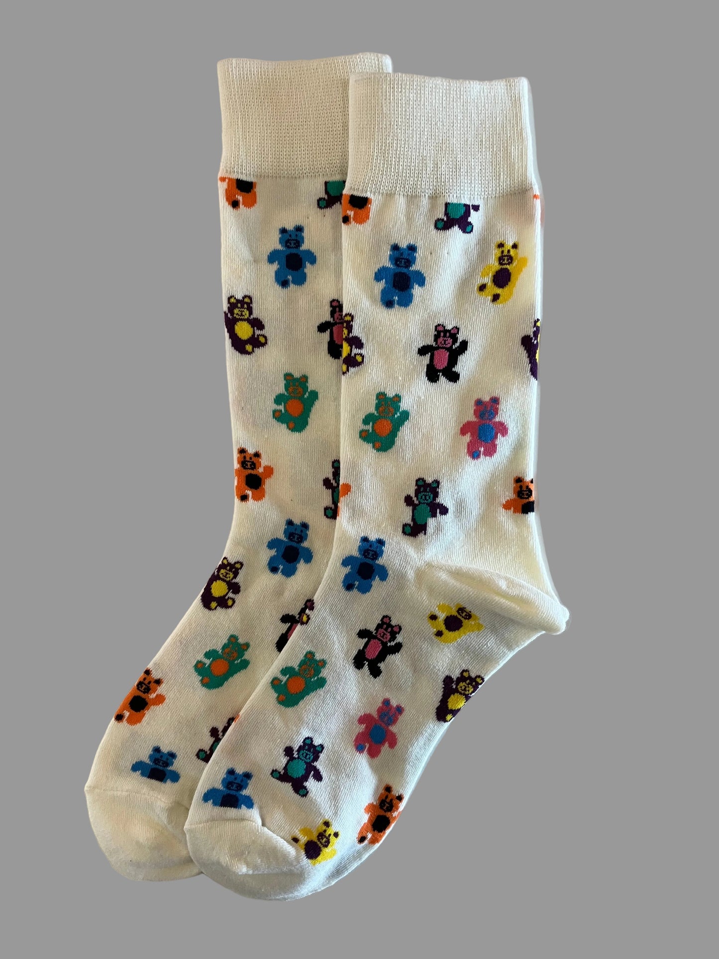 Unisex Multi-Colored Teddy Bear Crew Socks