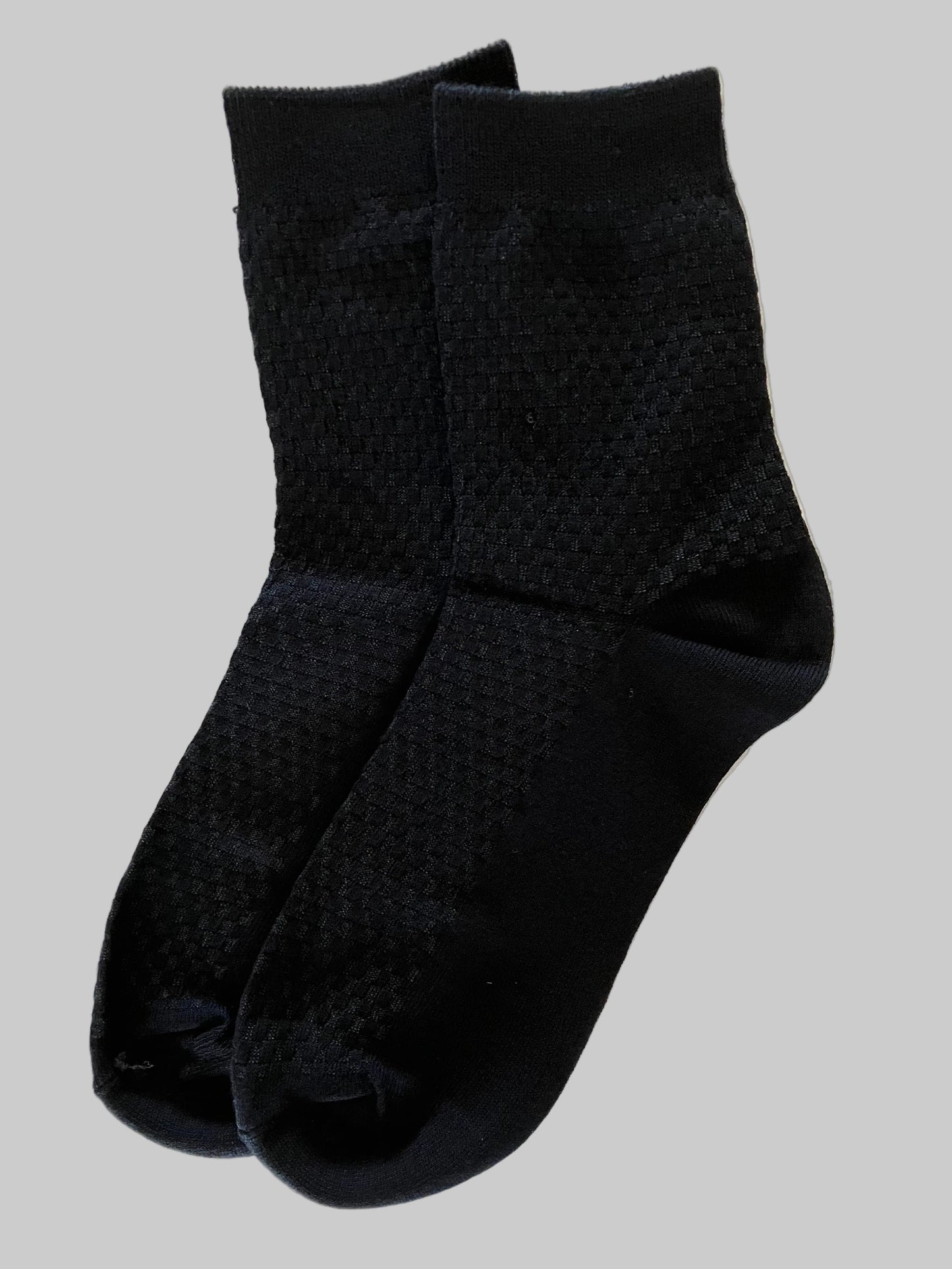 Men's Mid-Calf Crew Socks – Bamboo/Cotton Blend Waffle Knit | Black