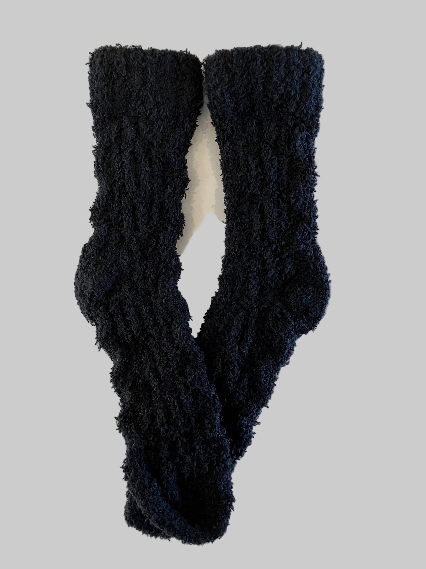 Unisex Black Soft Fleece Mid-Calf Lounge Sock