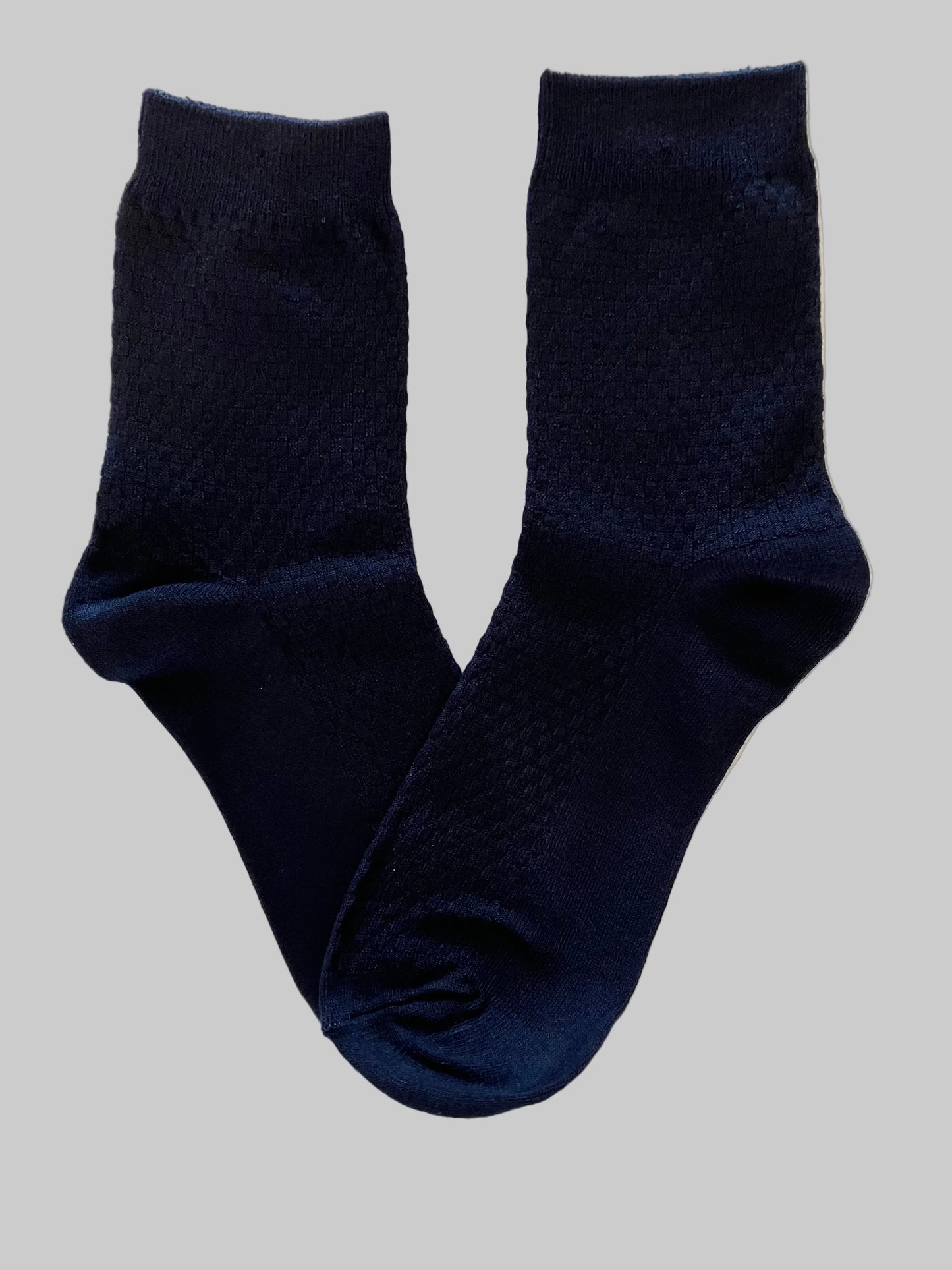 Men's Mid-Calf Crew Socks – Bamboo/Cotton Blend Waffle Knit | Navy