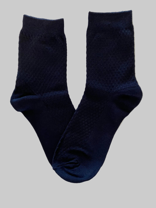 Men's Mid-Calf Crew Socks – Bamboo/Cotton Blend Waffle Knit | Navy