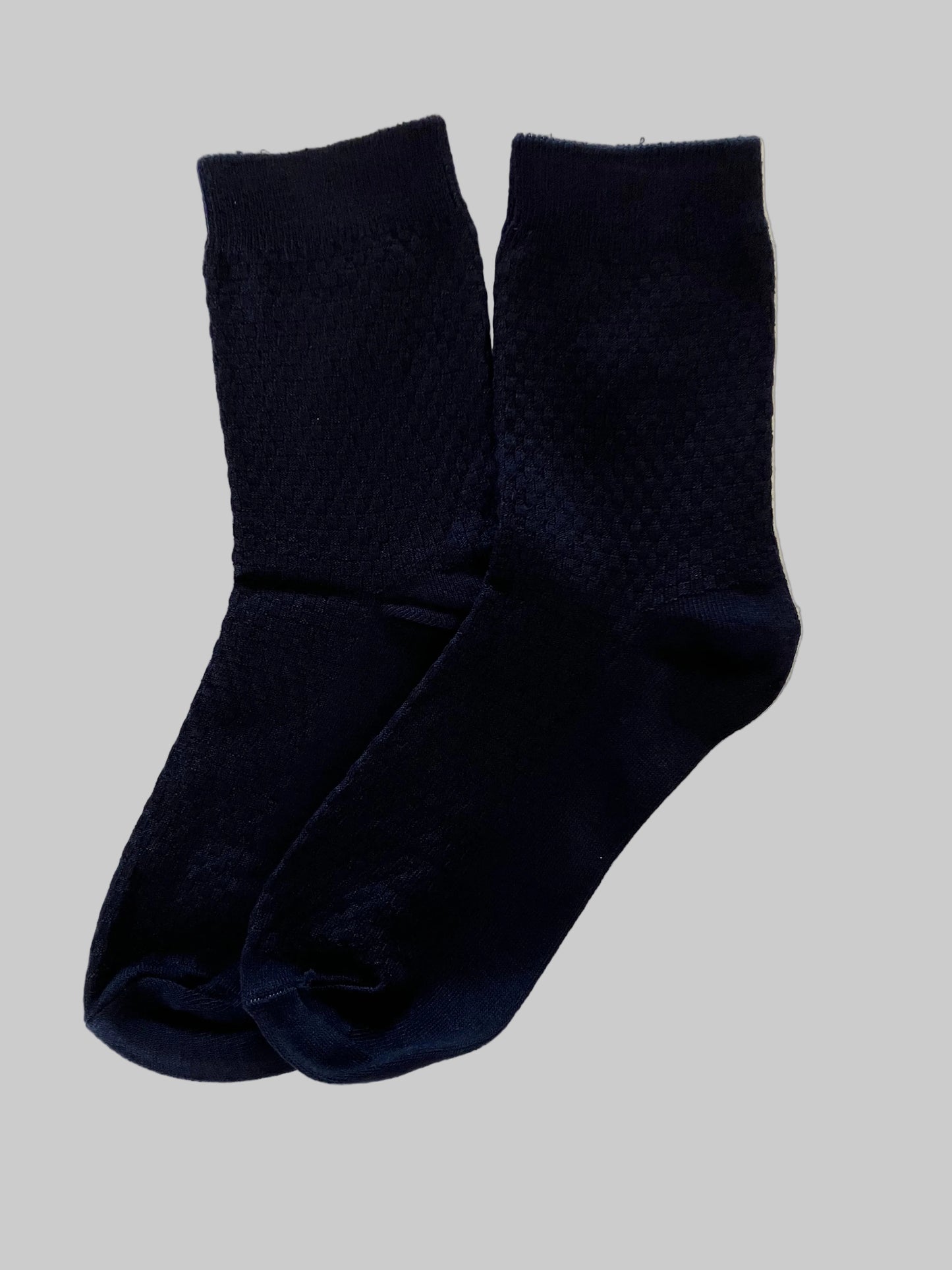 Men's Mid-Calf Crew Socks – Bamboo/Cotton Blend Waffle Knit | Navy