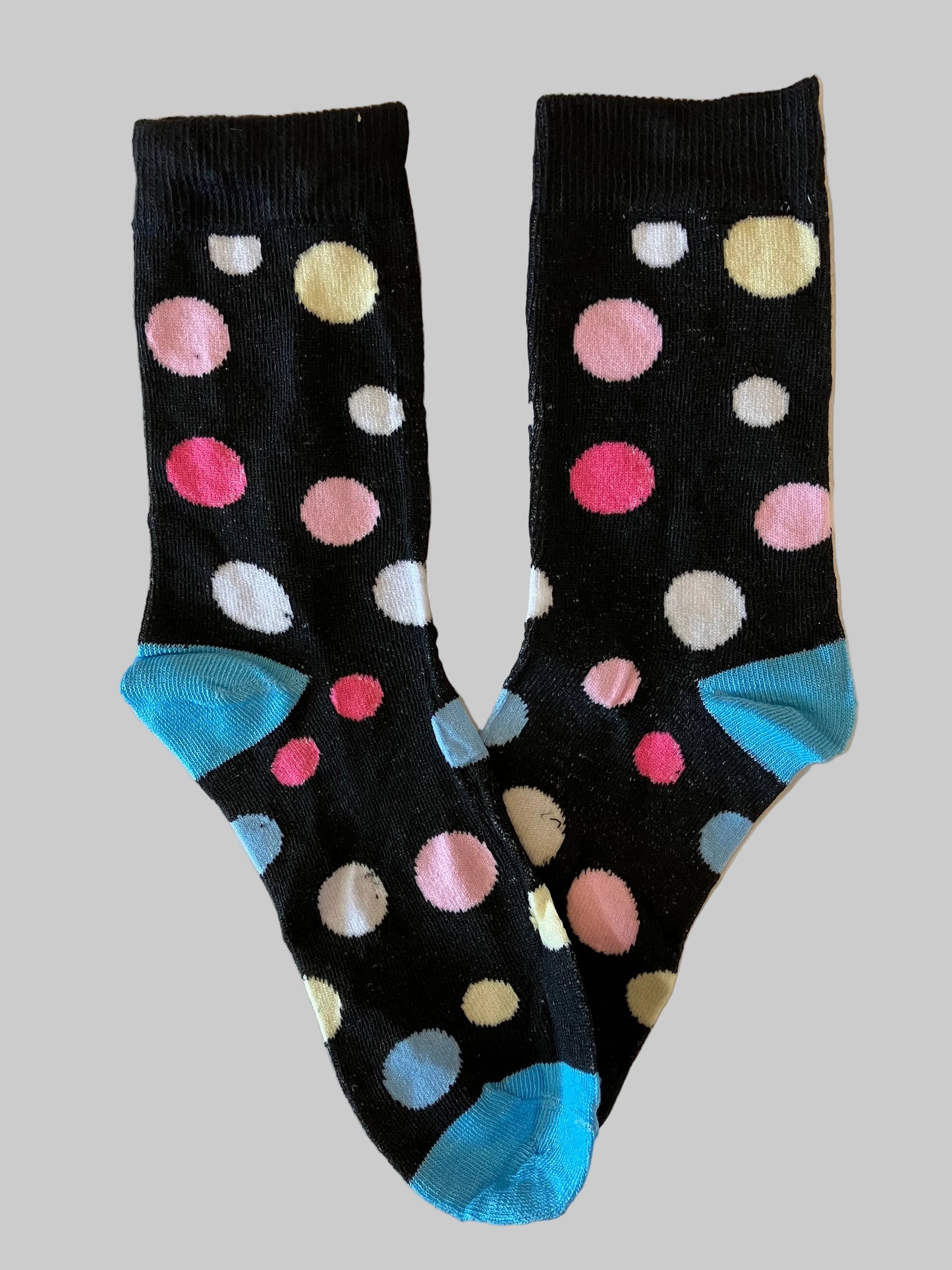 Men's Black/Cream/Pink/White Circles Geometric Novelty Sock - Shoe Size 7-11
