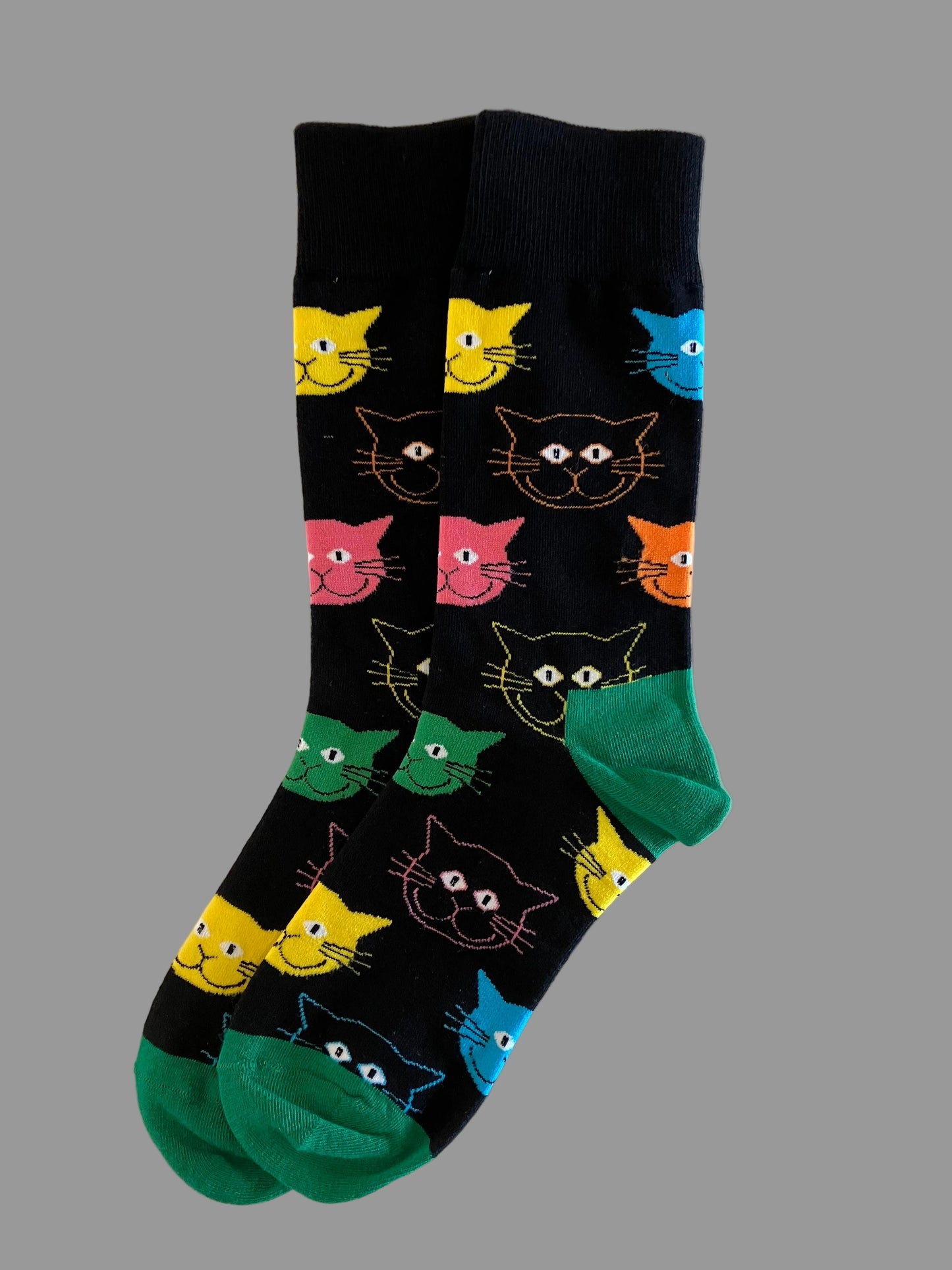 Unisex Multi-Colored Kitty Crew Socks