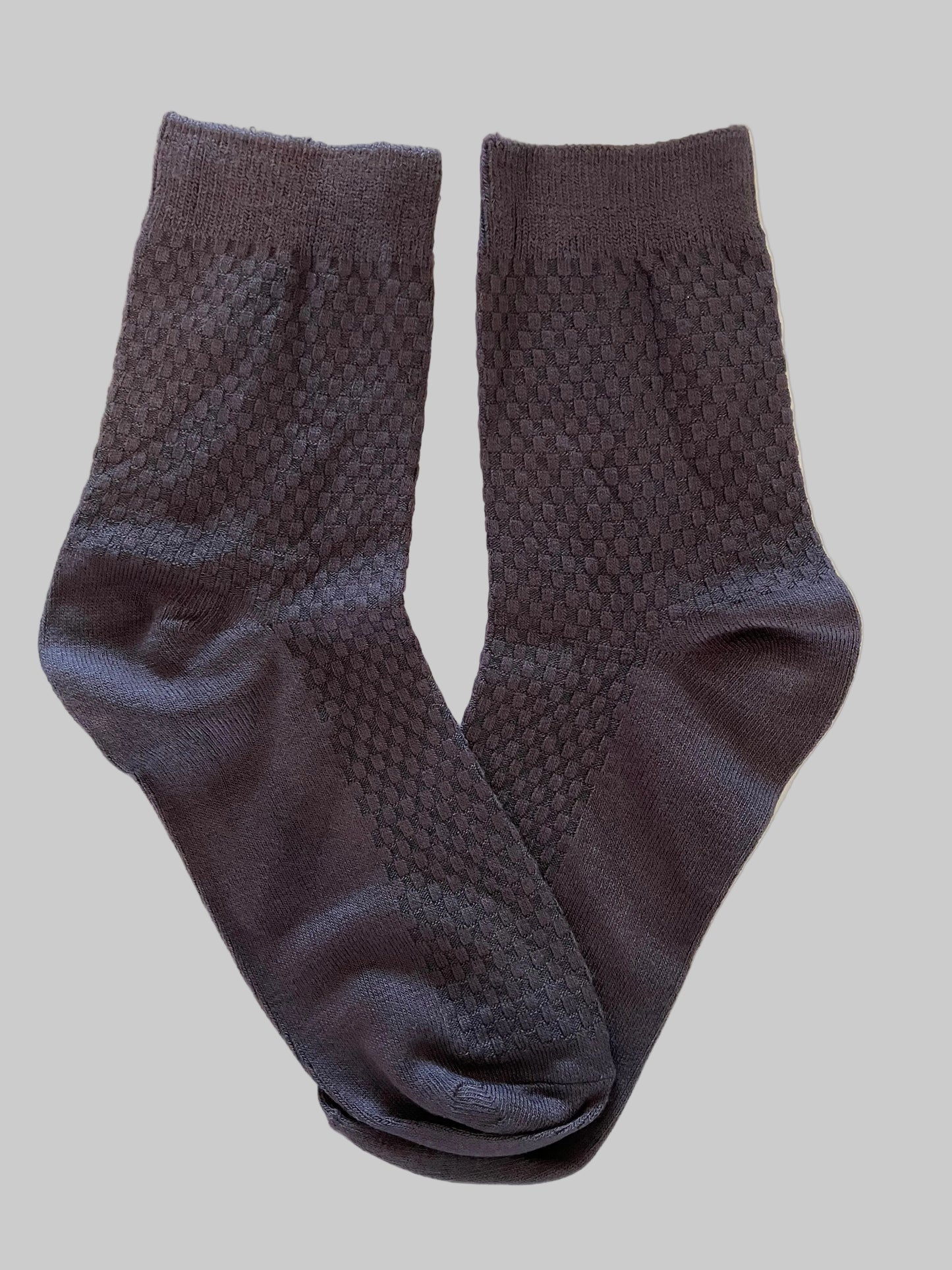 Men's Mid-Calf Crew Socks – Bamboo/Cotton Blend Waffle Knit | Dark Gray
