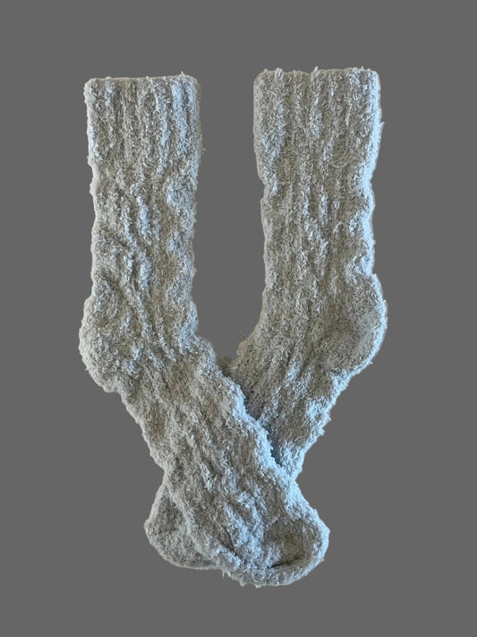 Unisex Light Gray Fleece Mid-Calf Lounge Sock